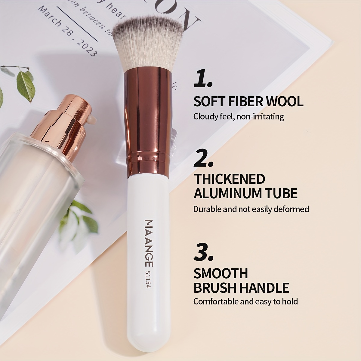 MAANGE 3pcs Foundation and Eye Brush Set, Makeup Essentials