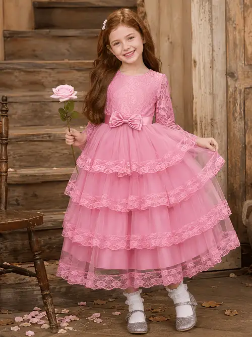 tea party dresses for girls Toddler | Baby Dresses | Dresses Toddlers 412443 - AA087 Absolutely stunning tea dress in sweet lavender and pink with cascades of white eyelet ruffles on the full underskirt create the most beautiful dress for your little princess Polyester Tea Party Lace Long