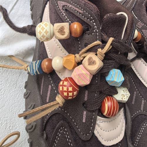 4 10pcs shoelace accessory set 10pcs random style wooden beads bohemian style shoelaces suitable for shoe with lace accessory set and cute satin shoelace additions without battery