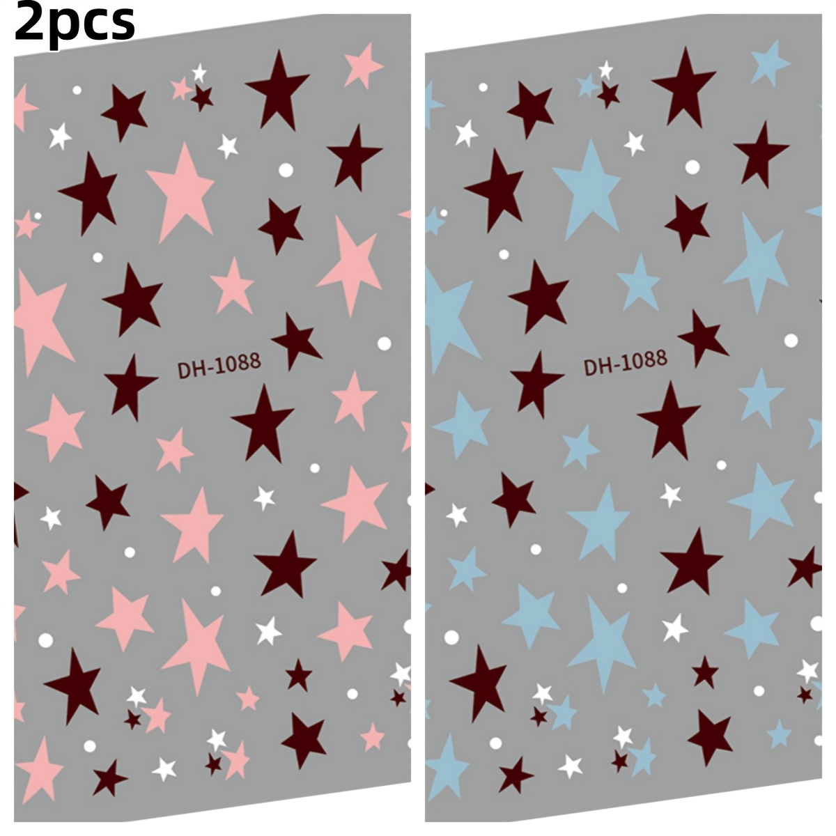 TEMU 2pcs Set Of Flat Powder Blue Five-pointed Star Nail Stickers, Internet-famous Adhesive-backed Star Nail Decals, Diy Nail Art Decorations