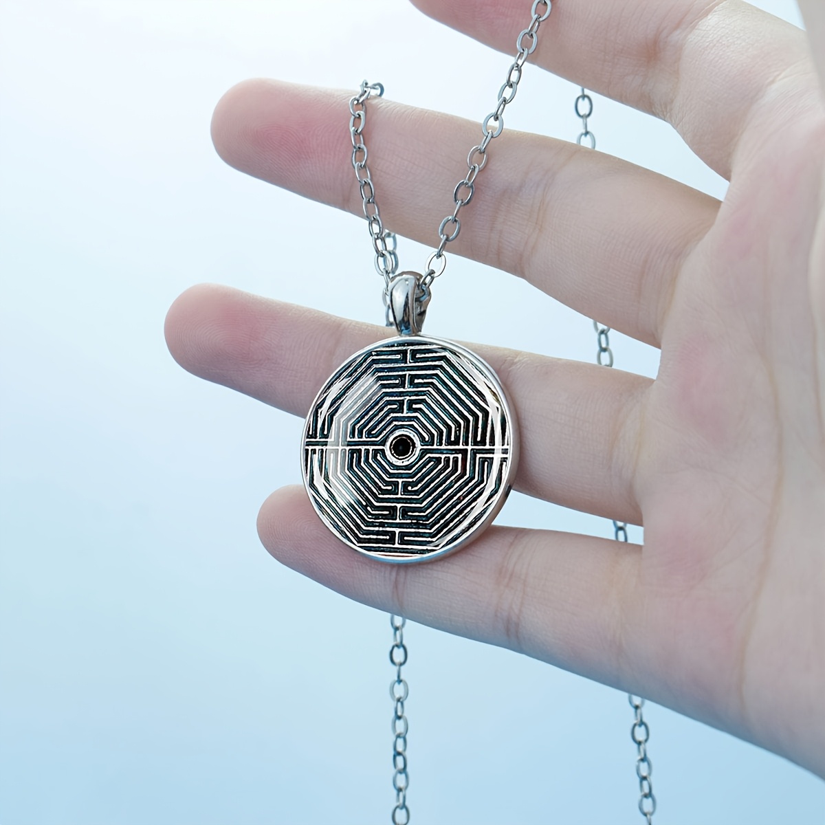 Geometric Maze Design Necklace, Statement Gift for Women
