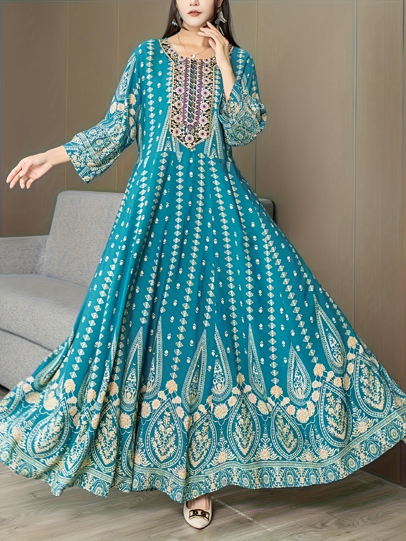 wildflower embroidered mini dress Women's Blue Floral Embroidered Maxi Dress main image 0
