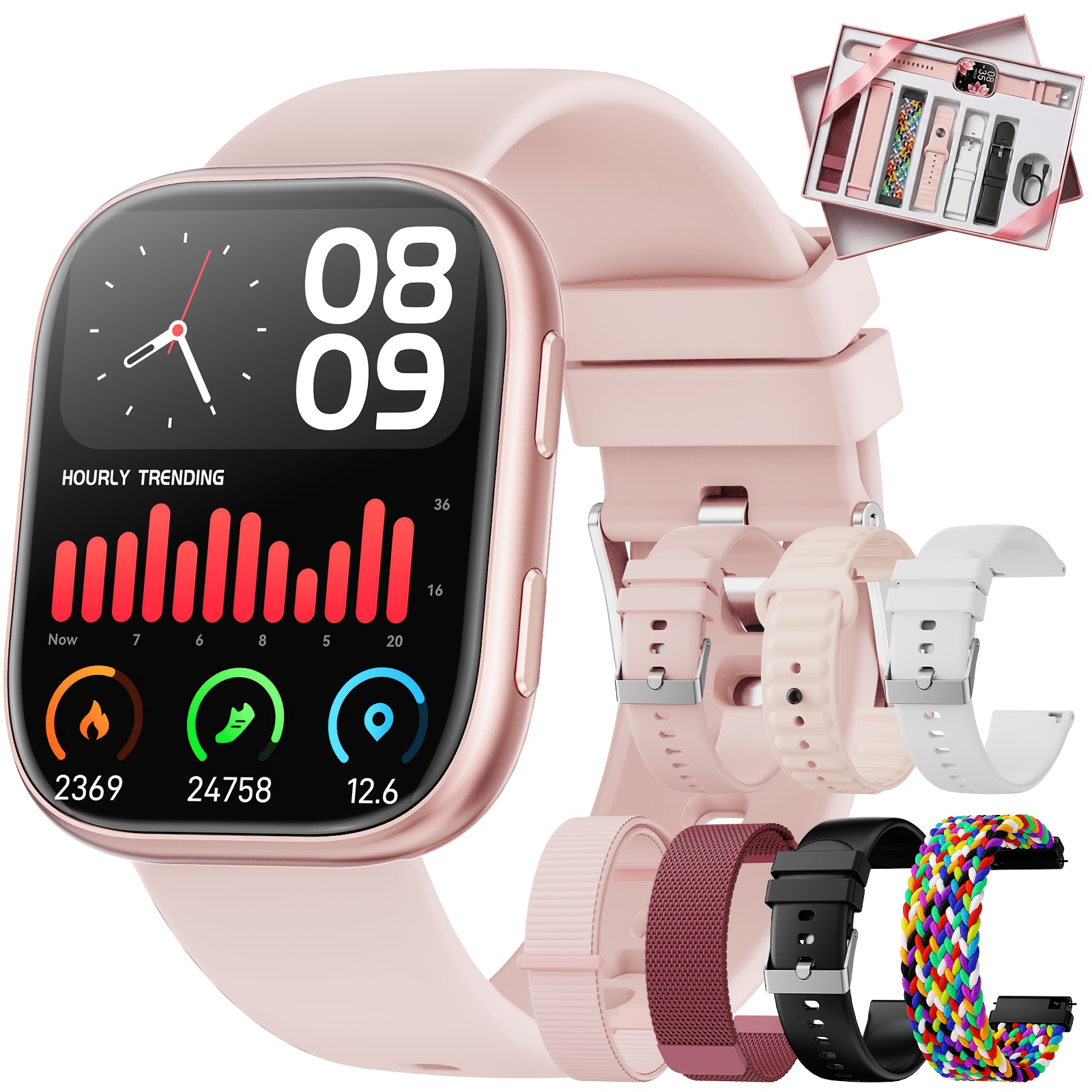 Image of 7 Interchangeable Bands Smart Watch, 1.83 Inch Hd Touchscreen Fitness With Sleep Monitor, 115 , Step & For Men Women