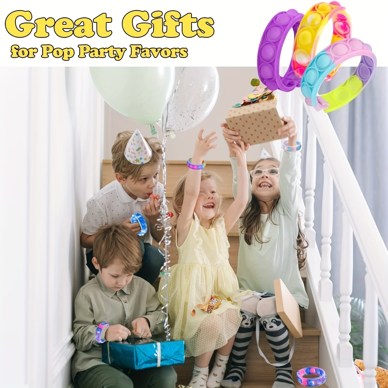 MEZHOBBY 30pcs/100pcs Pop Bracelet Party Favors Fidget Bracelet It Birthday Party Favors For Kids Goodie Bags Stuffers Classroom Prizes Brand