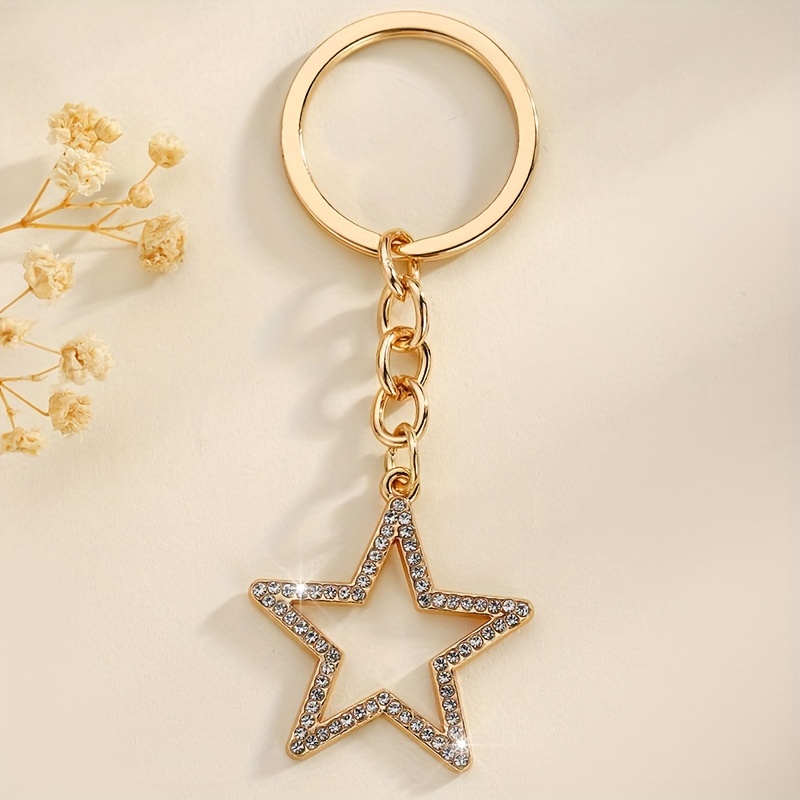 Image of A Fashionable Japanese And Korean Style Hollow Out Full Rhinestone Five-pointed Star Shaped Women' Ring Bag Pendant