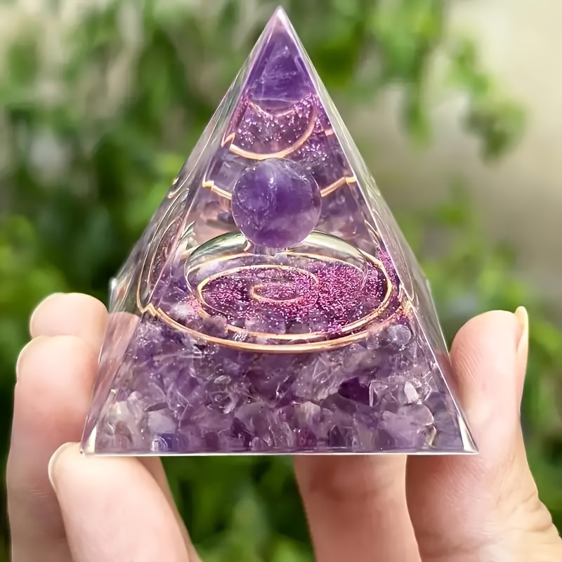 

1pc Of Orgone Pyramid, Amethyst Pyramid, Chakra, Suitable For Desktop Decoration, Home Decor, Holiday Gifts, Wealth, , And Success