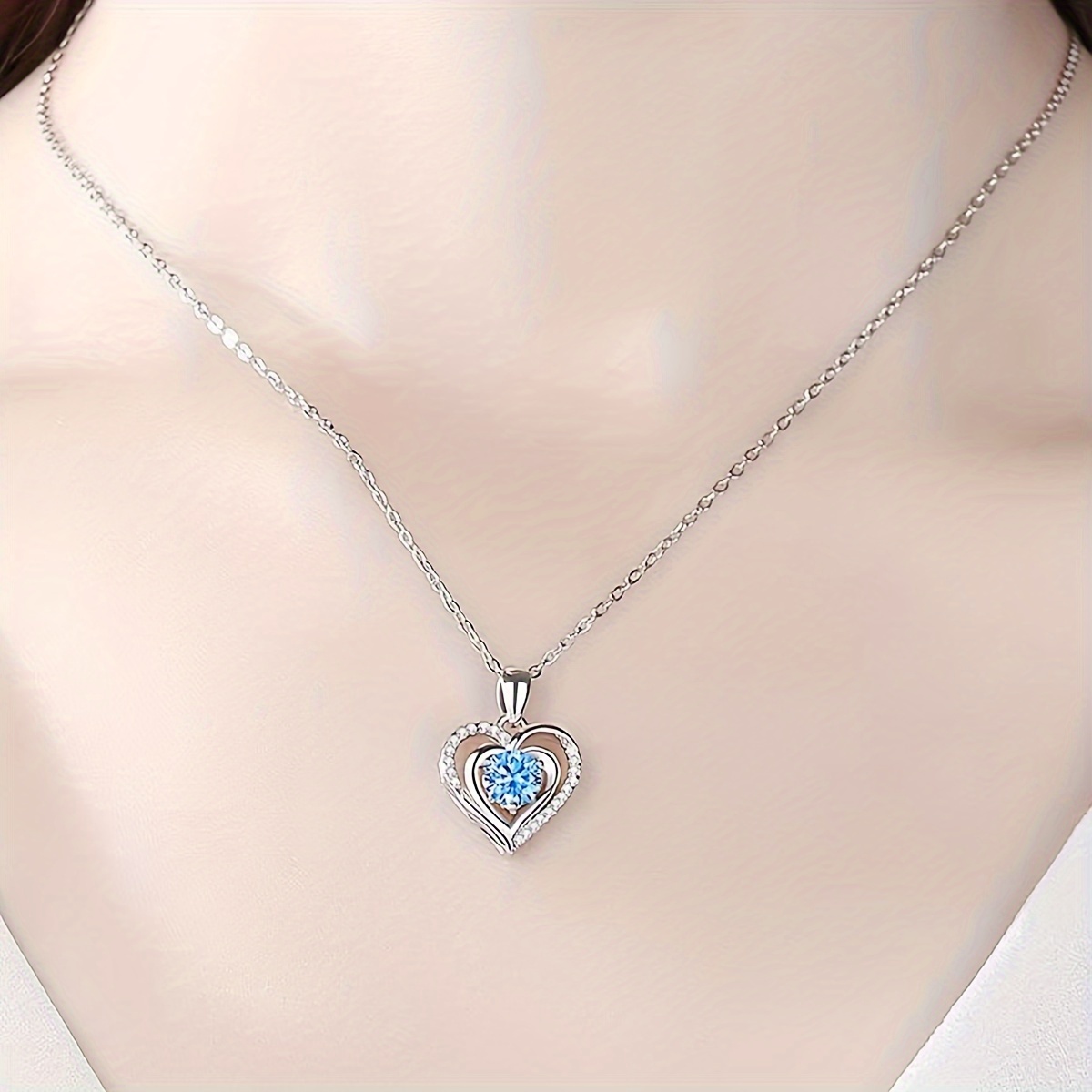 Boho Copper Heart Pendant Necklace with Zirconia Inlay