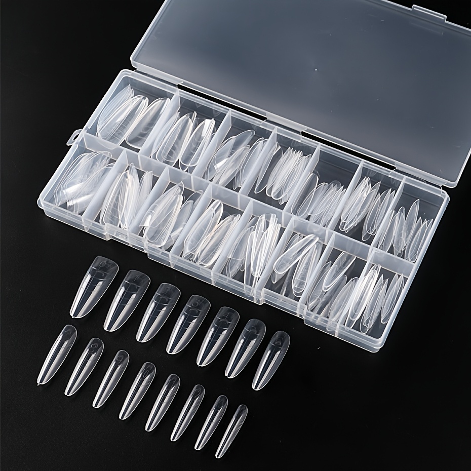 Image of 150pcs/box Transparent Nail Extension Mold Mixed15 Sizes False Nails With Scales And U-shaped Tips For Fast Build Nail Tip Artificial Fake Nails Tool Extended Nail Mold Manicure Accessories