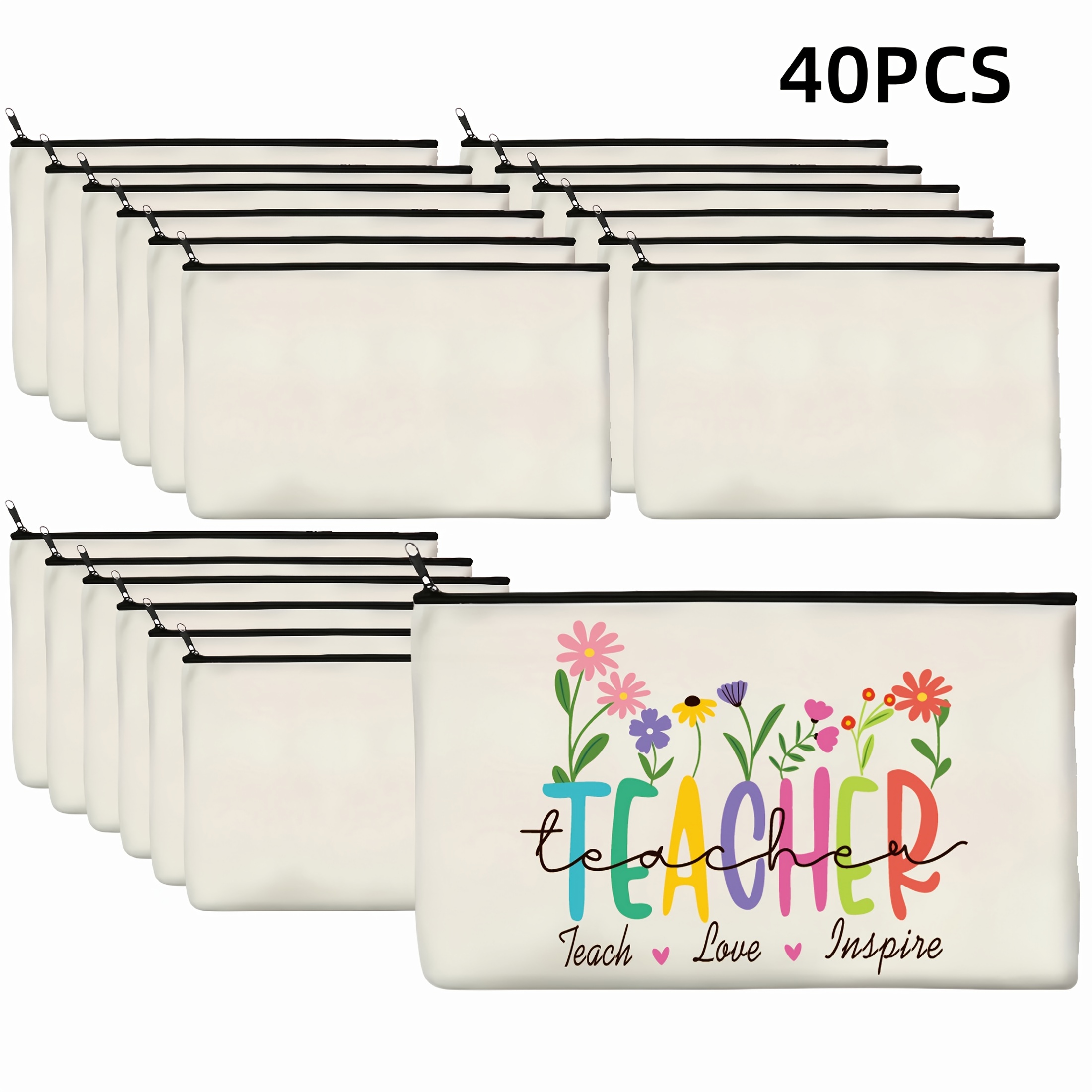Image of Zipper Bags Multifunctional Blank Craft Pouches Pencil Bags Case Pouch For Travel Tote Bag For Cosmetic Storage (beige)