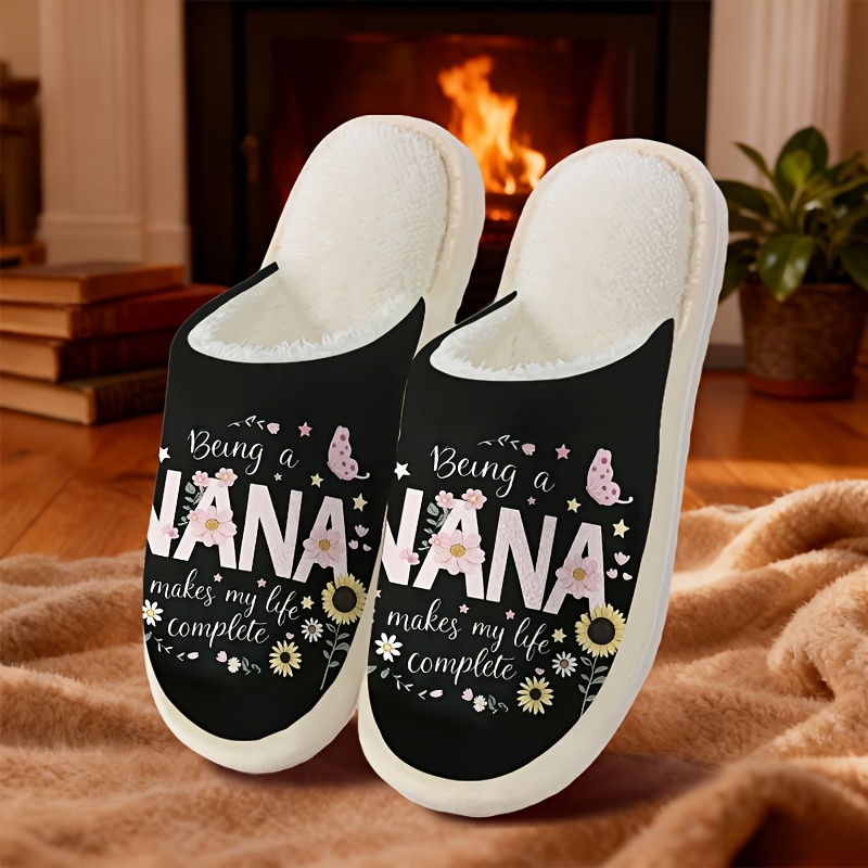 TEMU Unisex Winter Printed Slippers With Design, Soft And Comfortable Autumn/winter Home Slippers, Cozy Theme Indoor Slippers, Women Shoes