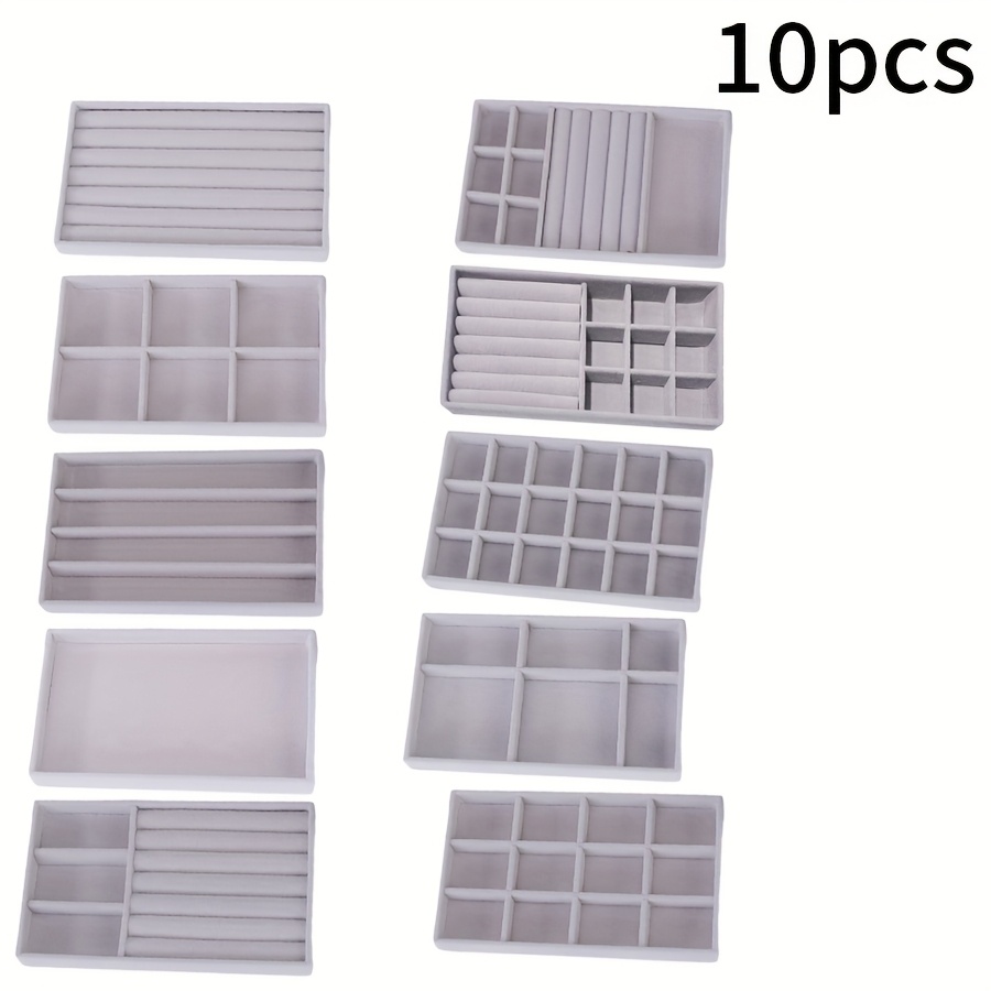 TEMU 1 Set Of 10 Velvet Jewelry Storage Sets - Stackable Drawer Storage For Earrings, Necklaces And Rings - Perfect Gifts For Women, Jewelry Making, Jewelry Display And Packaging Supplies