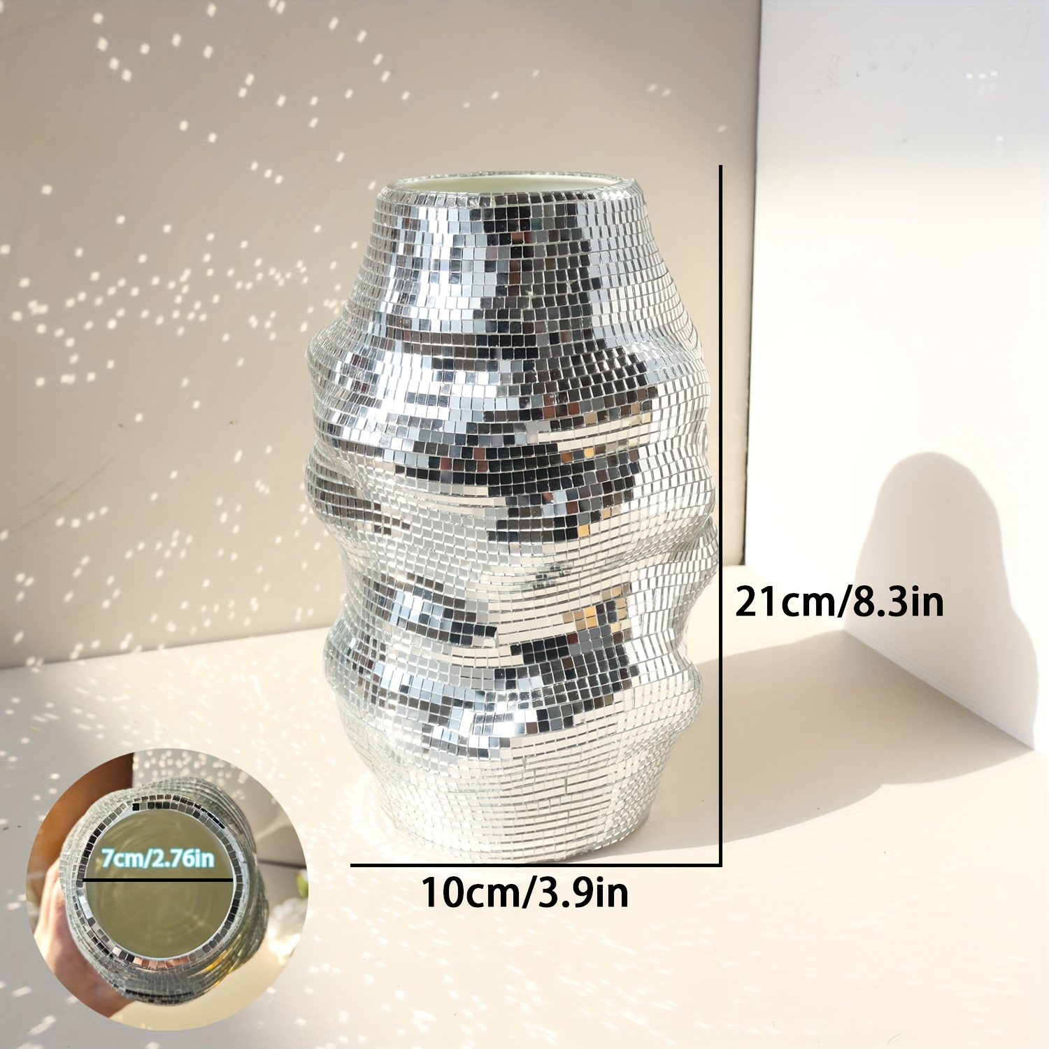 Image of 1pc Disco Ball Vase, Silvery Mirror Ball Decorative Vase, Suitable For Table Center Decoration, Parties, Weddings, Birthdays, Bars, Offices, Gifts.