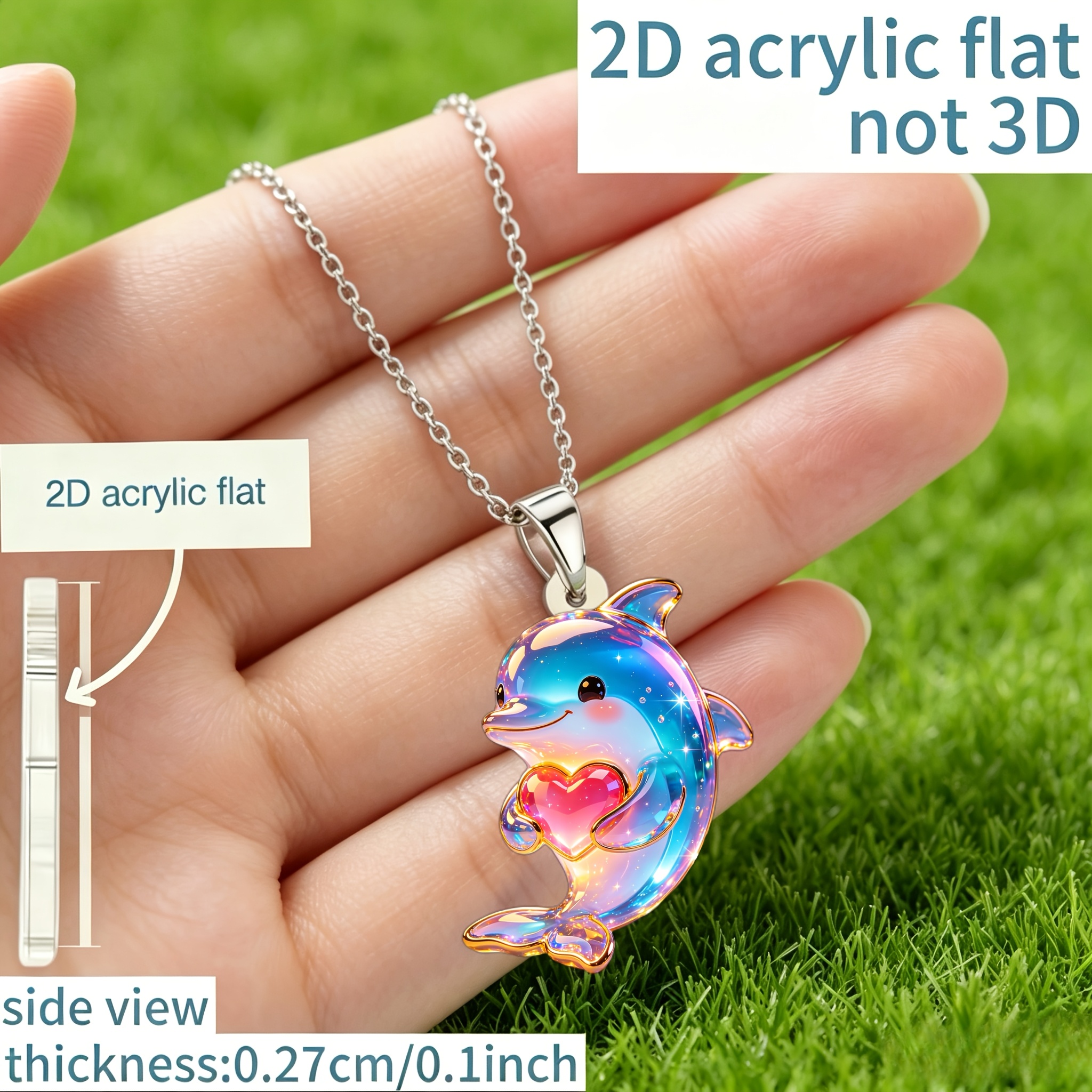 Dolphin Pendant Necklace, Minimalist Unisex Gift