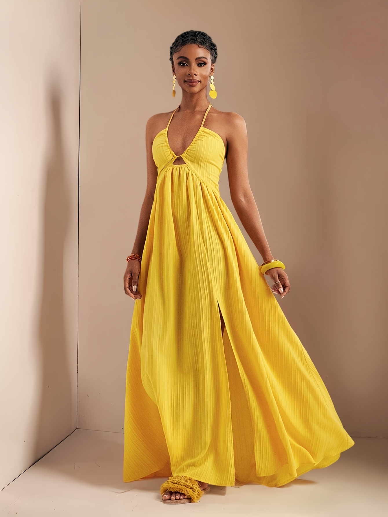 green emerald velvet dress Maiah Yellow Maxi Dress - US 2 main image 0