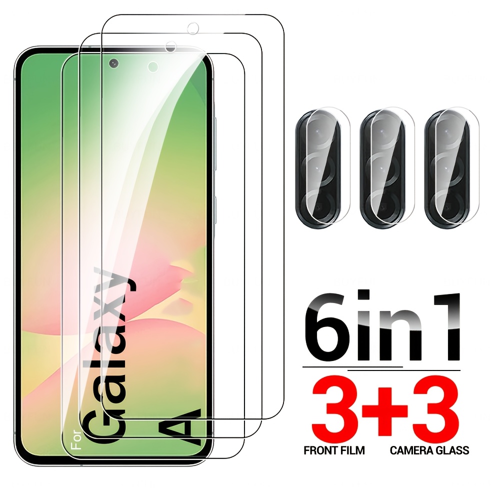 [3+3]6 în 1 6 buc. Sticlă temperată 9H pentru for Samsung Galaxy A17 A56 5G 2025 A16 A26 A36 A37 A57 5G Protecție pentru lentila camerei și ecran SamsungA56 Samsan A 56 56A SM-A566B/DS 17.02cm A57