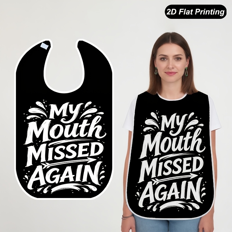 TEMU 1pc 2d Flat Again Printed Bibs Fashionable Adult And Elderly For ,fun Pattern,stylish Bib,durable Construction,easy To Clean,lightweight And