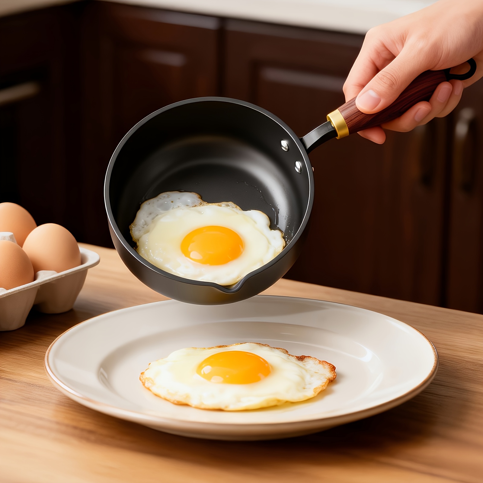 14cm Diameter, Butter Warmers, Milk Pot Wrought Iron, Ergonomic Wooden Handle, Rust Resistant And Non Stick, Sauciers For Gas Induction Electric , Heat Milk, Make Sauces, Melt Chocolate, Warm Butter