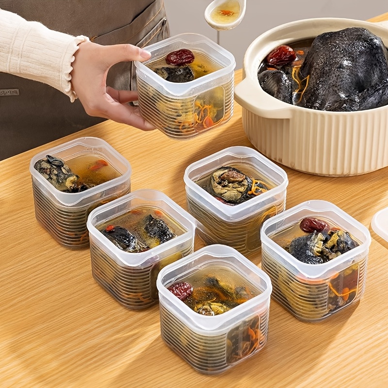 

7pcs Stackable Plastic Food Storage Containers With Lids, Leak-proof Seal, Measurements, For Fruits, Snacks, Salads, Soups, Candy - Kitchen Organizer Accessories