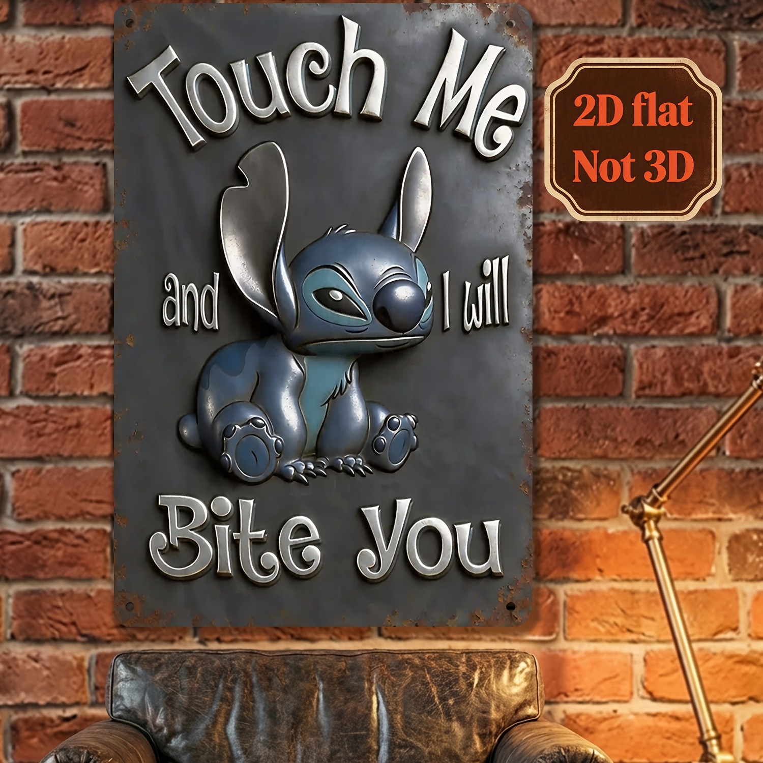 TEMU 2d Flat, 1pc Stitch Theme Retro Sign, Suitable For Bars, Cafes, Garage Decorations, Home Decor, And Garden Fences. Perfect For Parties And