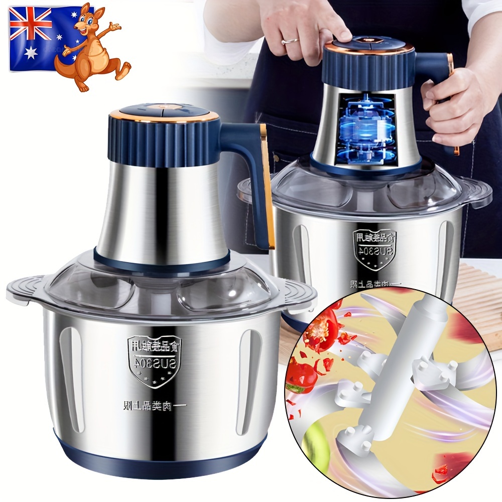 TEMU 5l 5- 6-second Fast Meat Grinder, With 2*blade, Household Function, Minced Vegetable Meat Grinder, Garlic Puree Food, Juice Noodles, 1 Machine,