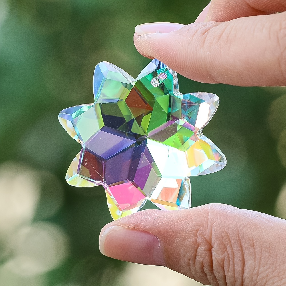Image of Aurora Snowflake Crystal Pendant Multicolored Hanging Ornament Prism Suncatcher Home Decor Gift Halloween Decorations Christmas Decorations