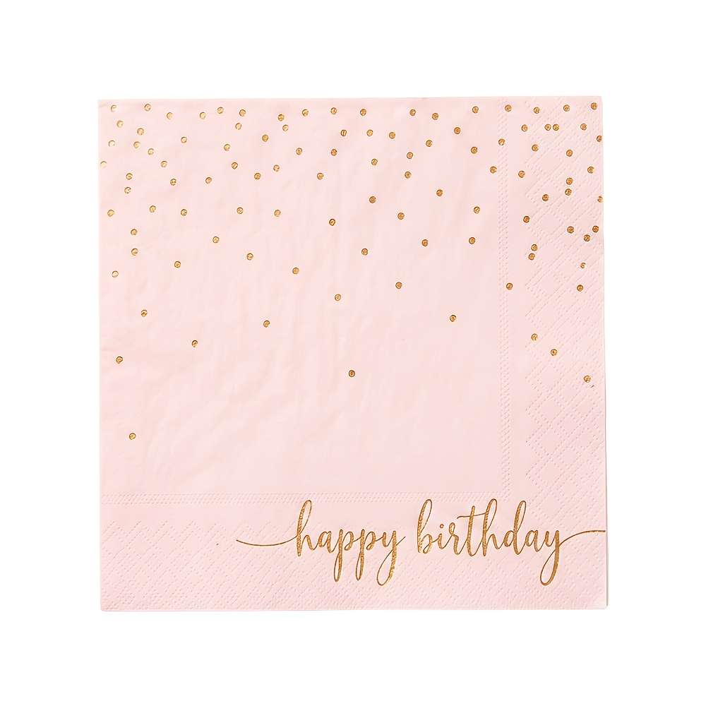 TEMU 16/48pcs Pink Happy Birthday Napkins, Polka Dot Birthday Serviettes, Suitable For Gender Reveal, 18th Birthday Party, Wedding, Afternoon Tea And