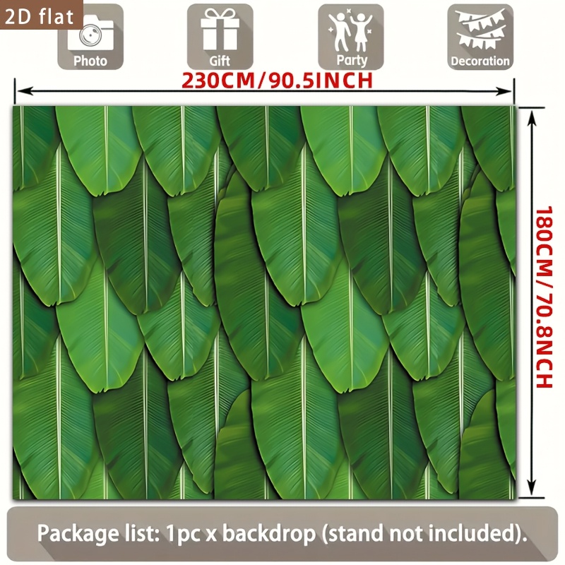TEMU 2d Flat, 1pc Banana Leaf Banner - -themed Wall Hanging Decor With Green Design, Suitable For Parties, Weddings, Baby Showers, Birthdays, /