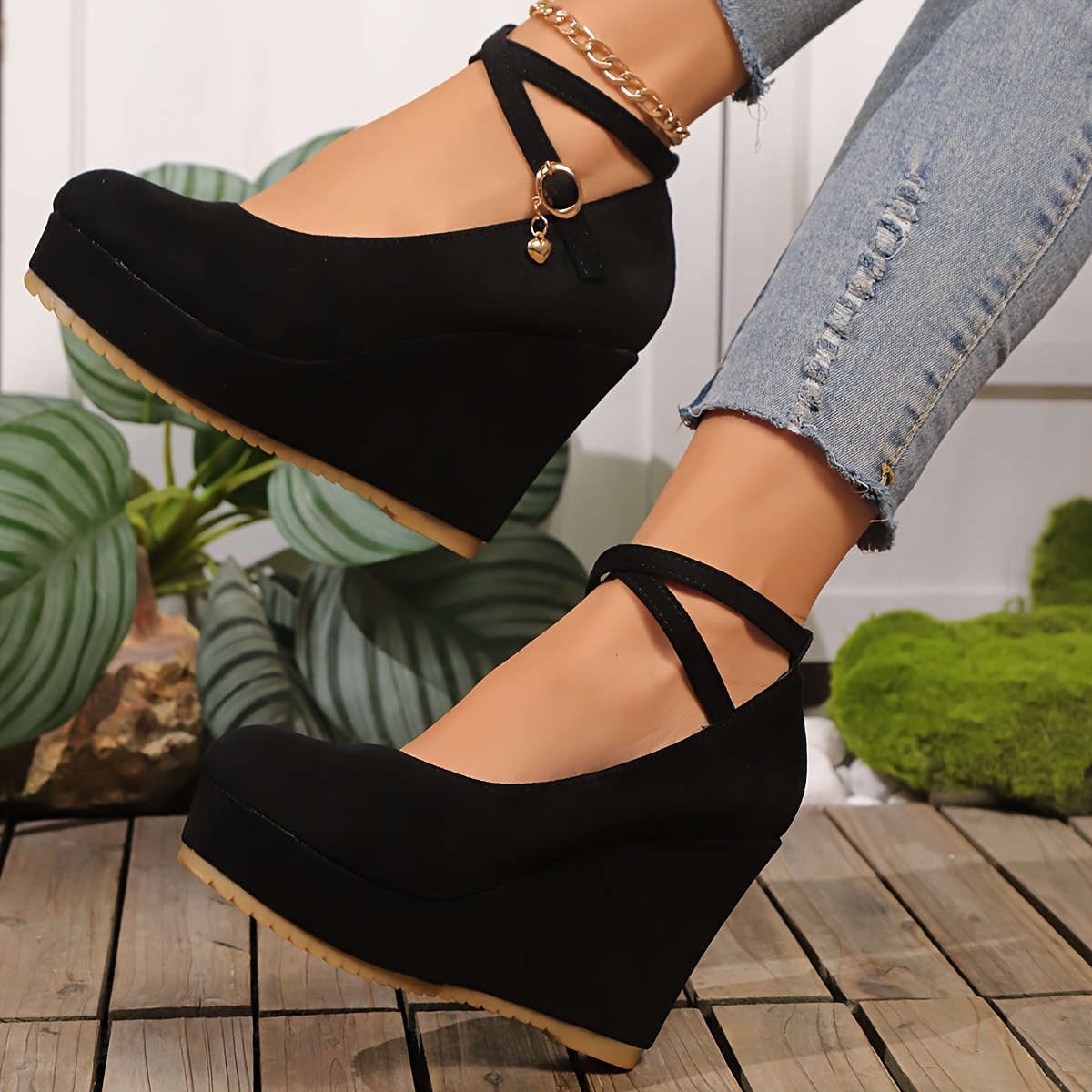 

Elegant Women' Wedge Heels - Comfortable Sole, High Platform Dress Shoes With Ankle Strap, For All