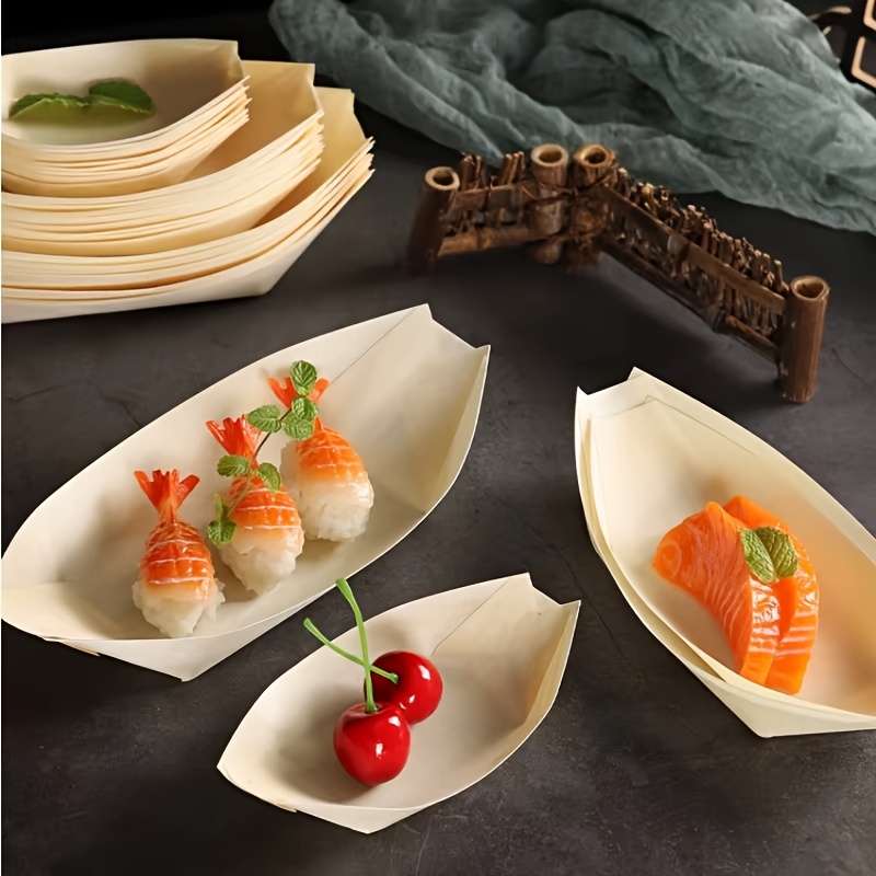 wooden food trays disposable boat shaped Temu Oman