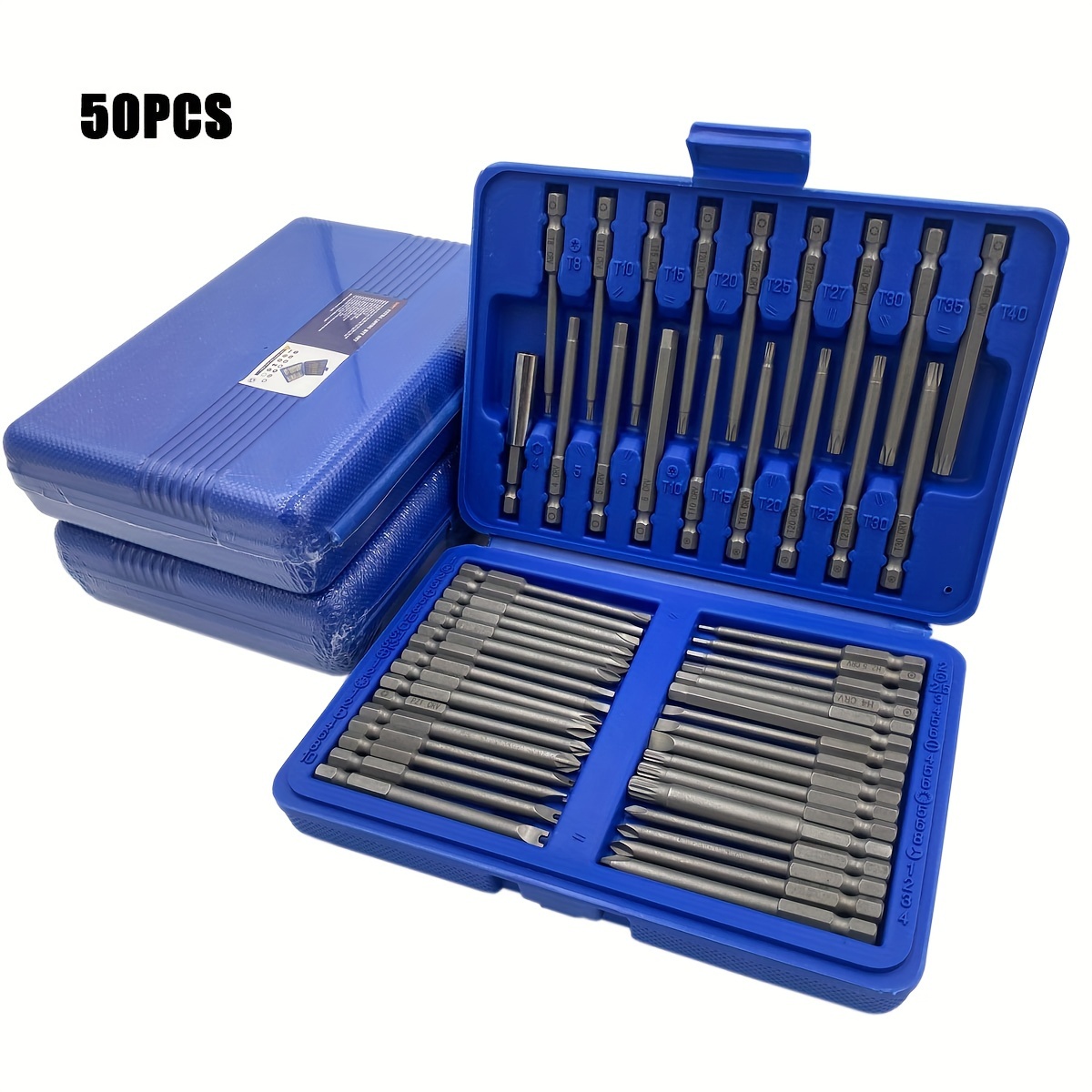

50pcs Precision Screwdriver Bit Set - Durable Steel, Security & Extra Long Magnetic Bits - Multipurpose Drill Bit Kit With Hex, Torx, Spanner, Square Head Styles & Carrying Case