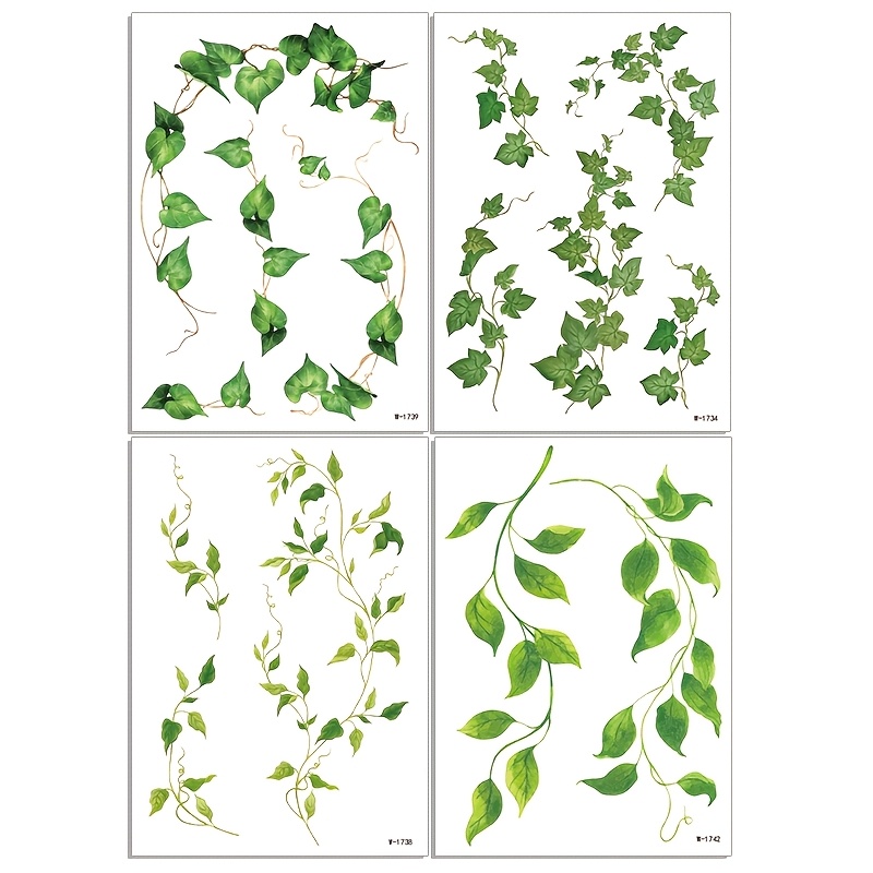 Image of Temporary Tattoo Sticker Waterproof Plant Leaf Sunflowers Adult Men Women .8x14.8cm Set Of 4
