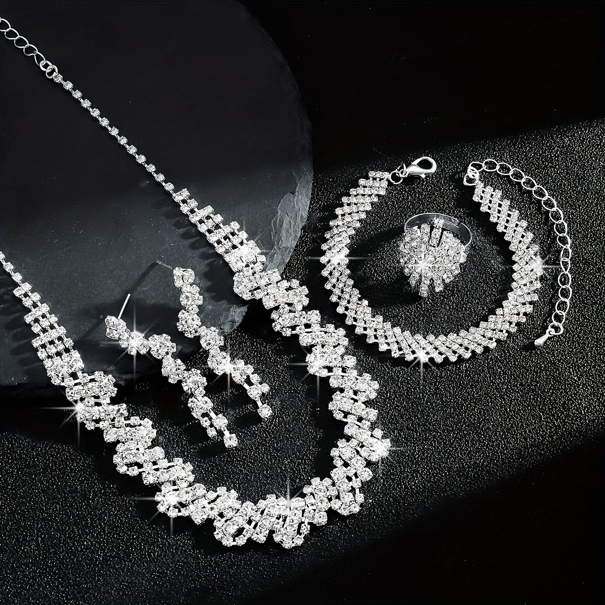 High-End Blingbling Irregular Bridal Set