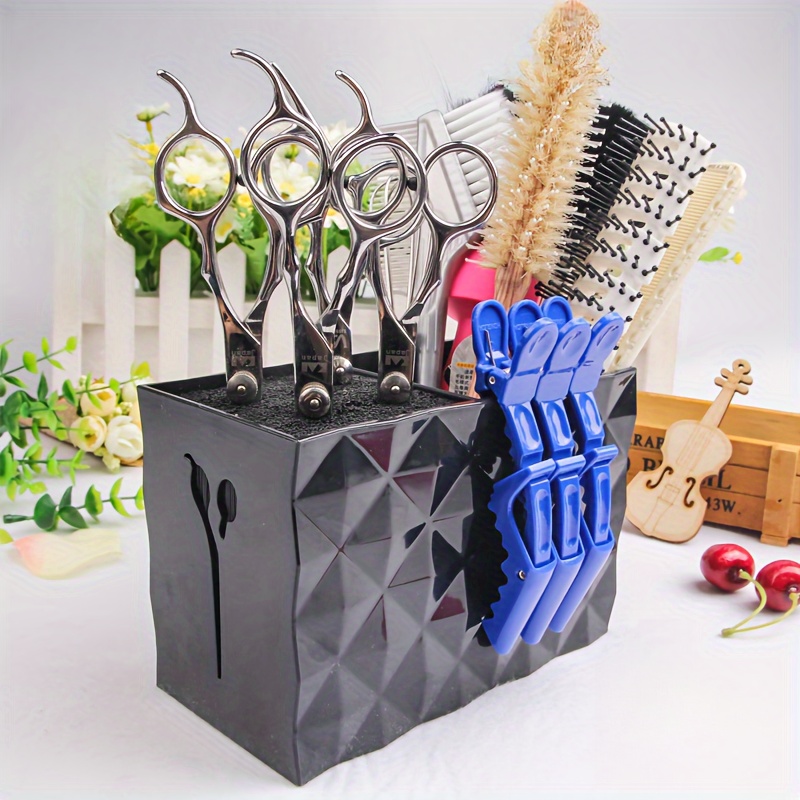 Caja de soporte para tijeras de peluquería, suministros de peluquería,  accesorios para estación de herramientas, organizador de escritorio, clips  de