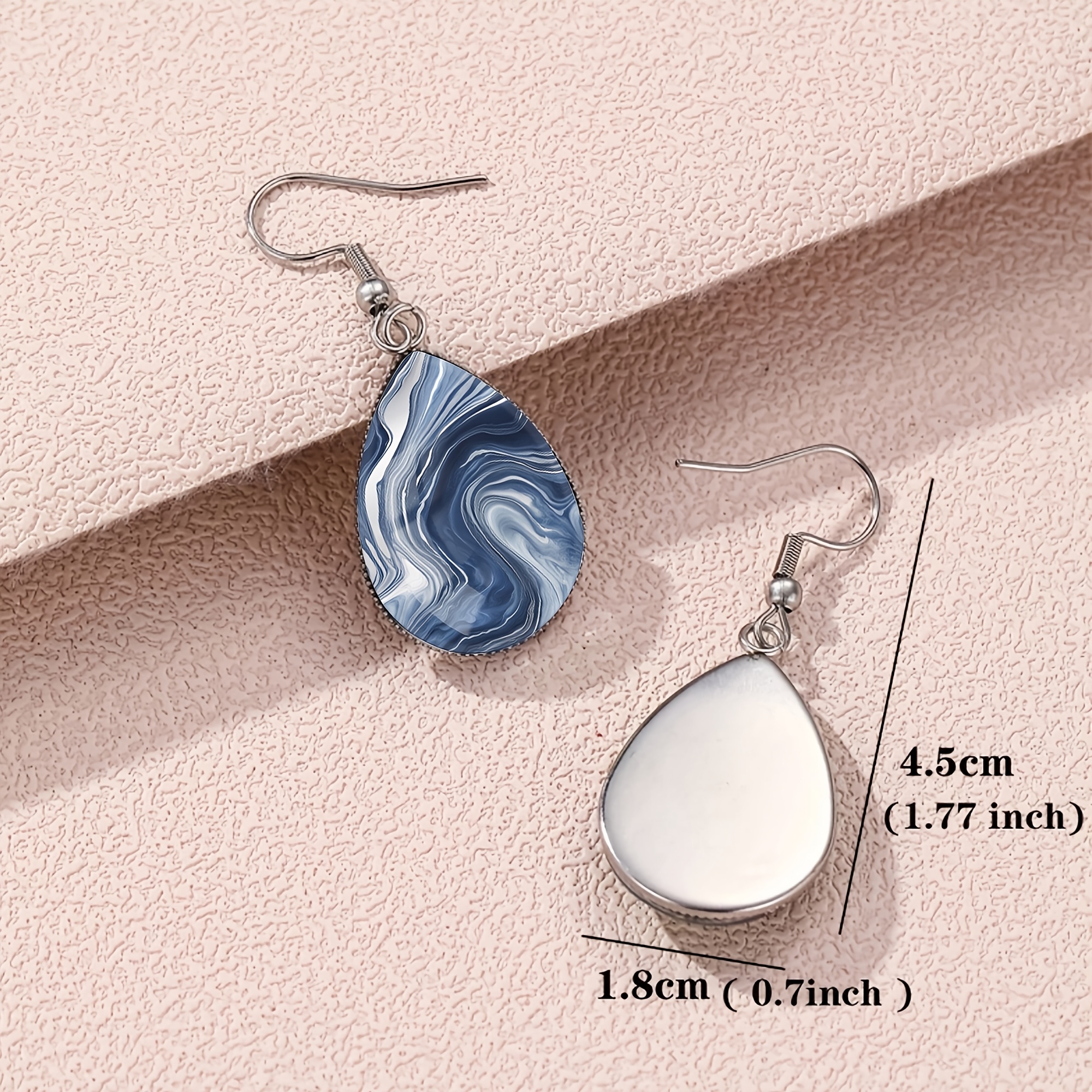 Wave Swirl Patterned Teardrop Earrings, Classic Style for Women