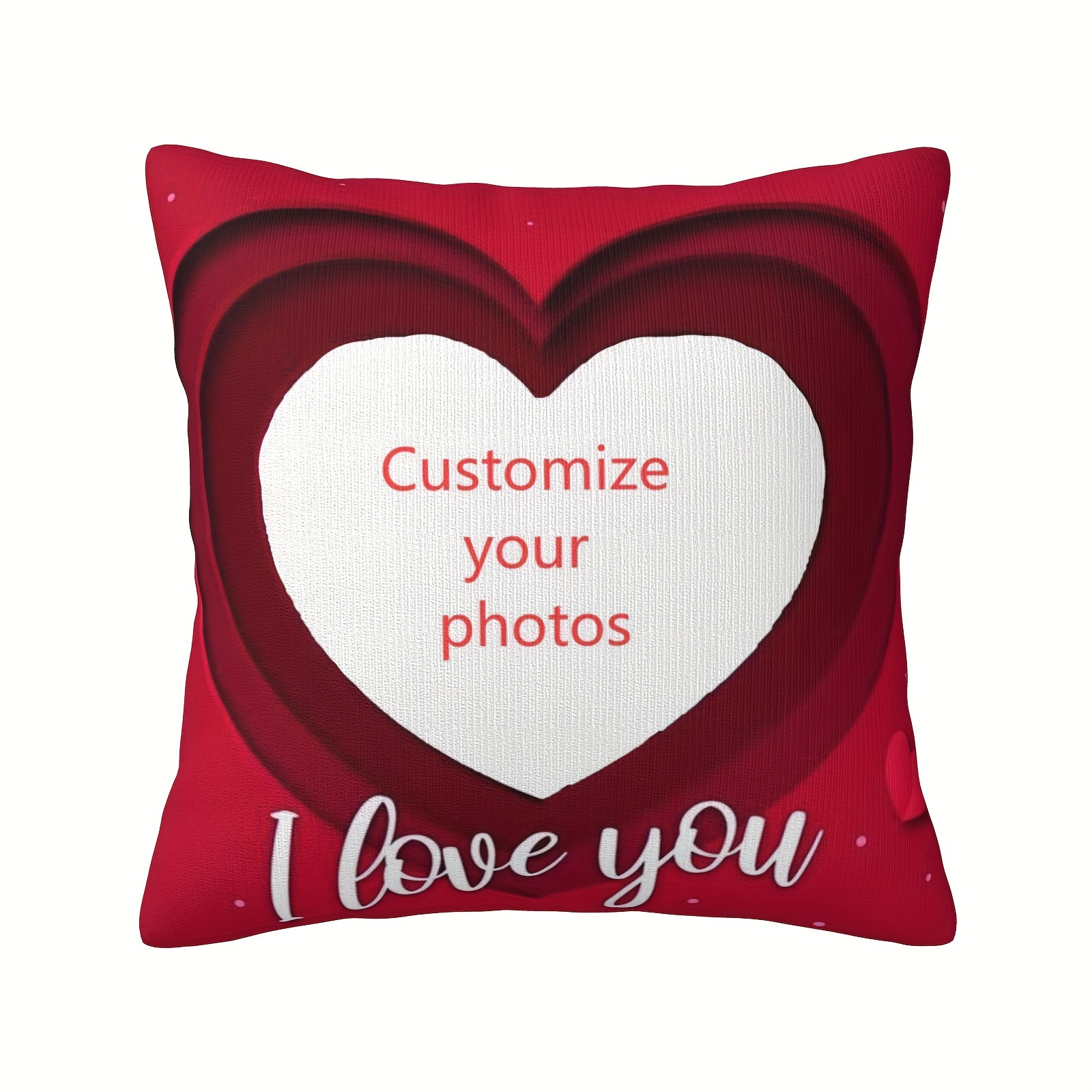 

Customizable Double-sided Love Photo Pillowcase, Polyester , Personalized Picture Cushion Cover For Gifts, Seasonal Home Decor - Zippered, 18x18 Inches - Fits Teens And Adults - 1pc