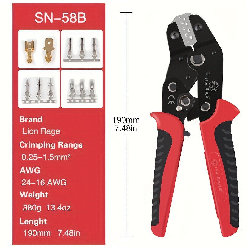 TEMU SN Jeu d'outils de sertissage Pince à sertir Outils d'électricien Connecteurs de sertissage de bornes électriques Multi-mâchoires 48BS 2549 06WF