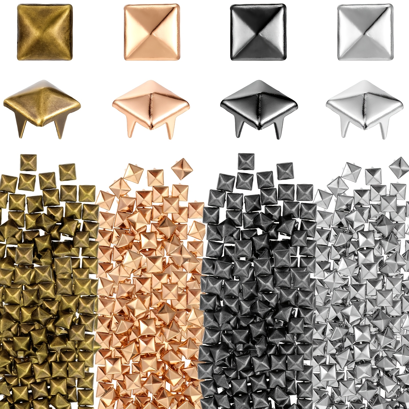 TEMU 400pcs 7mm Studs For Clothing, Metal Studs Spikes Rivets 4 Prong Metal Stud For Leather Crafts Bags Shoes Punk Spikes Accessories Diy Decoration