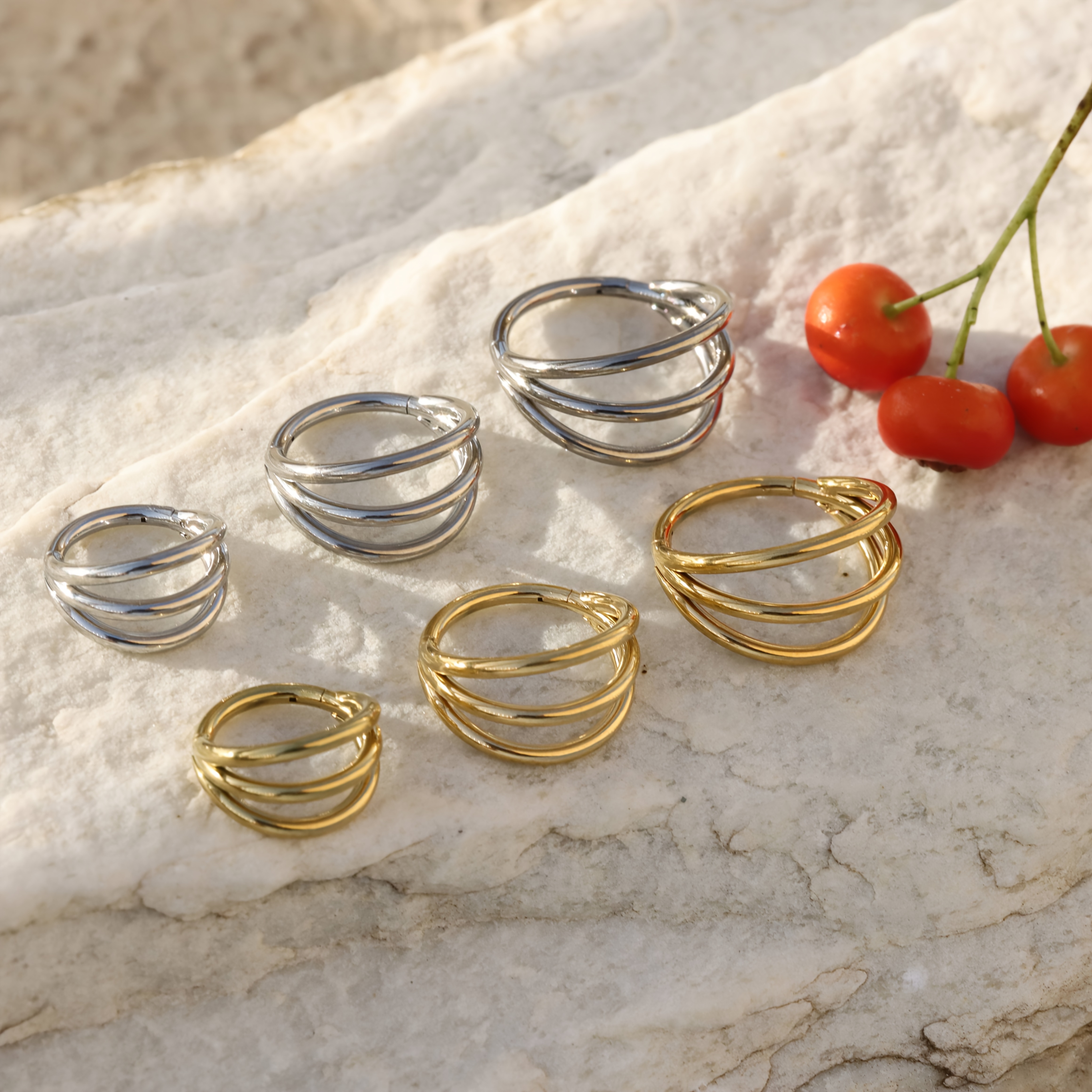 ◆STONEHENgE◆ 14K Ribbon Piercing SA24BA6T Single Tiny Athena Genuine Diamond Rainbow Moonstone Rose Gold 16g