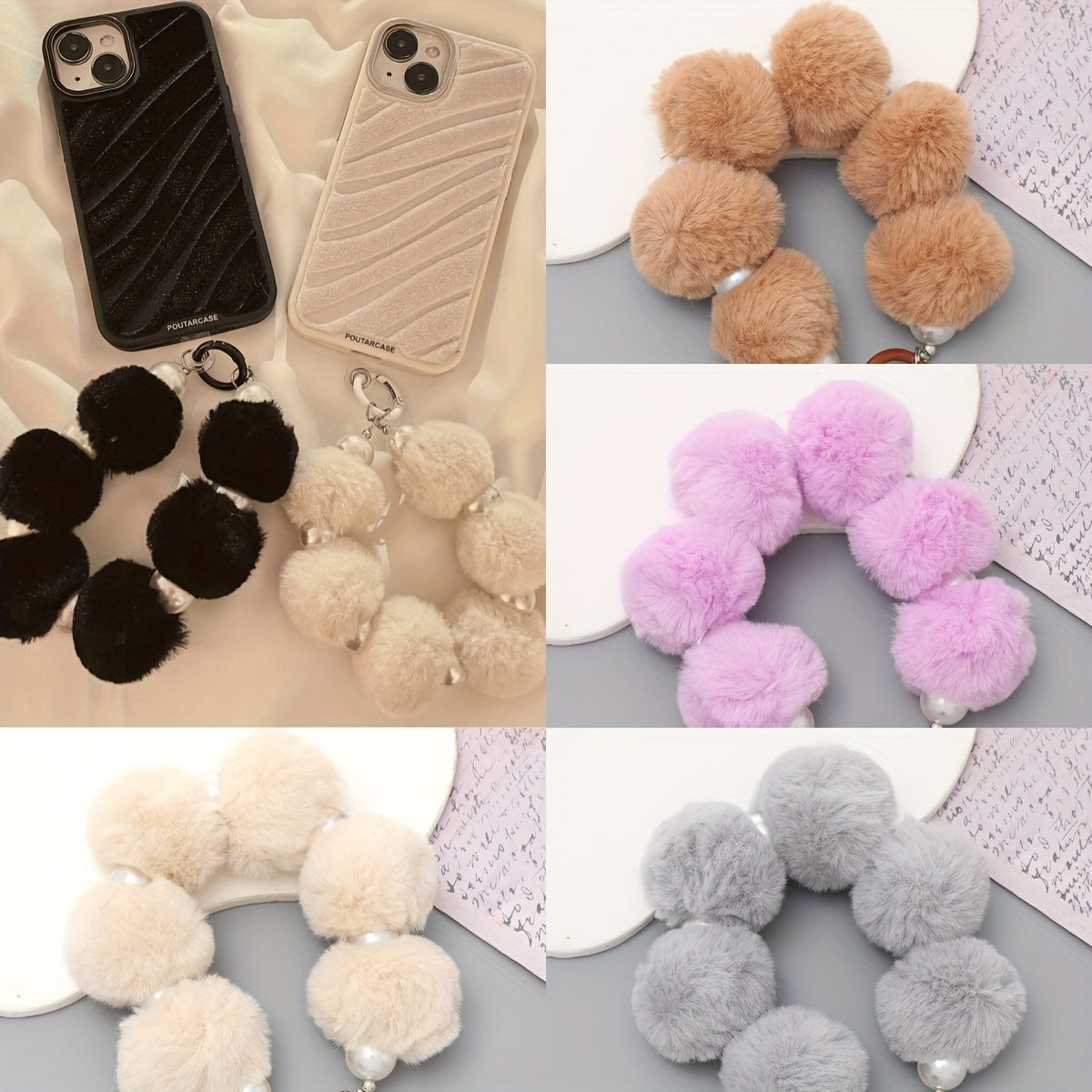 

1pc New And Fur Phone Exaggerated Phone Bag Cup Pendant