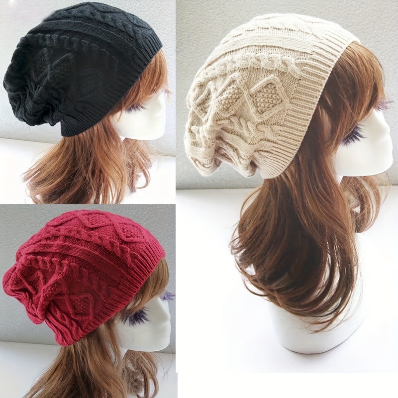 

1pc Urban Style Women's Polyester Knit Beanie Hat - , Warm, And Stylish For Spring, Autumn, And Winter - New Year's Accessory With Closure, No Feathers