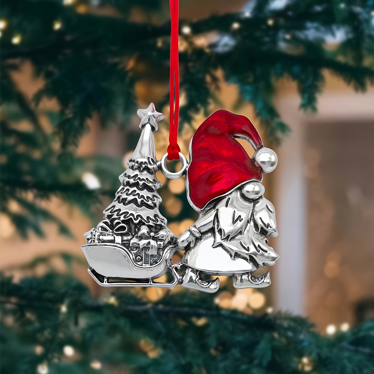 Image of 1pc Christmas Tree Pendant, Christmas Tree Hanging Ornament, Christmas Holiday Pendant, Pendants, Drops, Finials