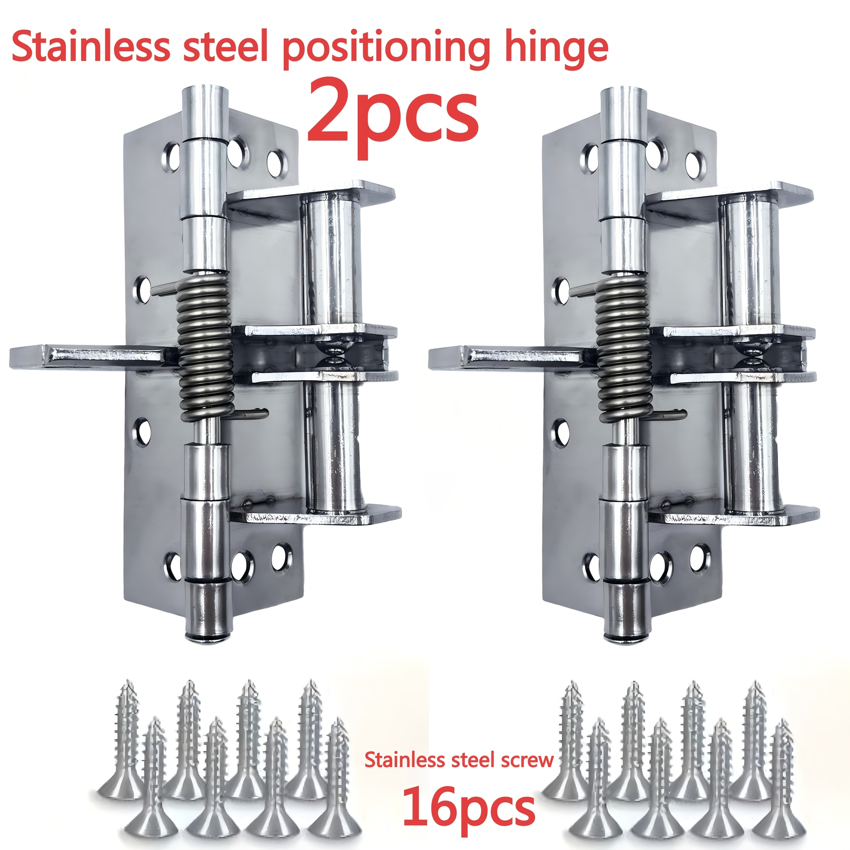 TEMU [2 Hinges And 16 Screws] " And Durable" Stainless Steel Hinges, Multi-functional Stainless Steel Door Hinges, Automatic Closing, Stainless Steel