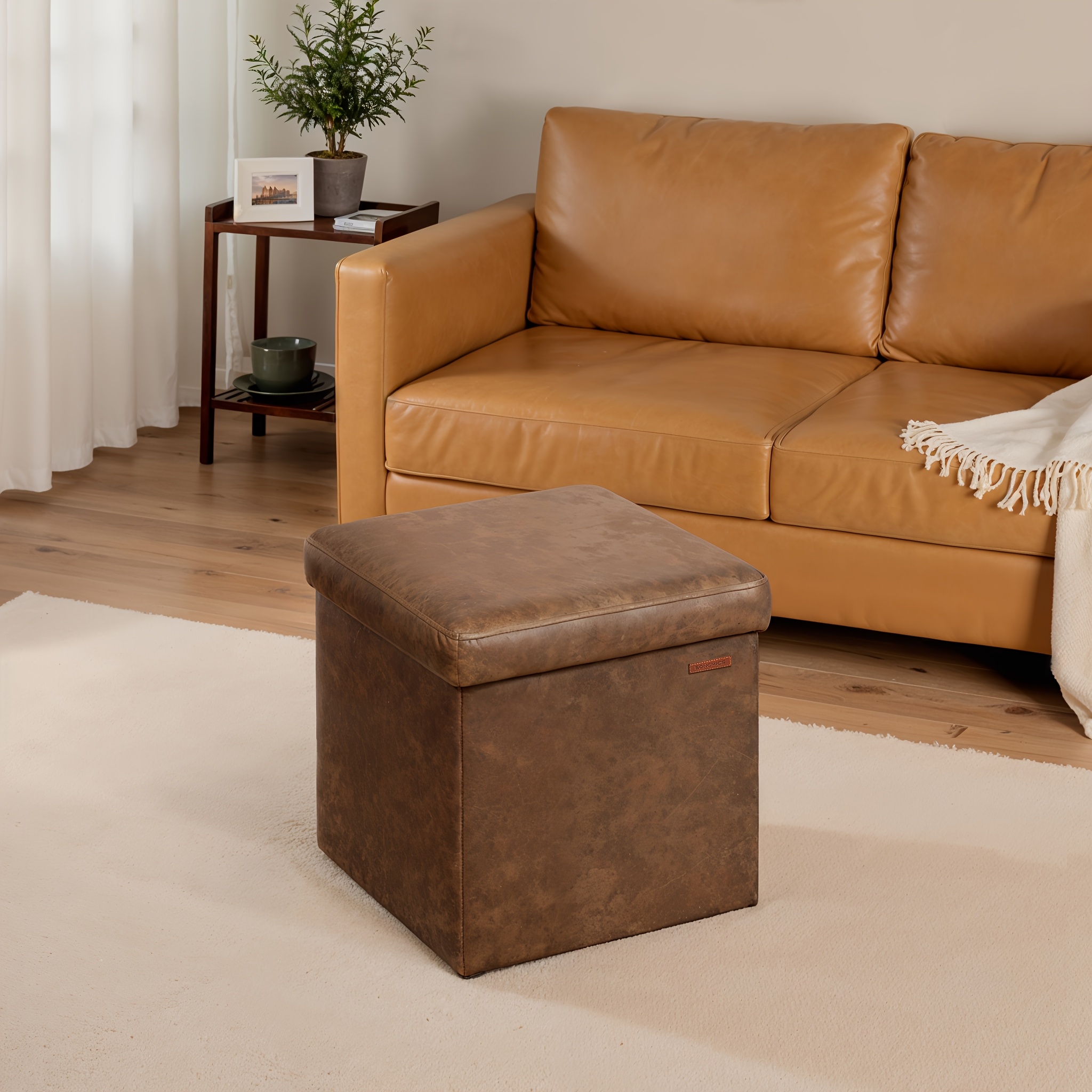 15-Inch Storage Ottoman, Footrest, Capable of Holding 660 lbs, Suitable for Dorms, Living Rooms, And Bedrooms, Made of Synthetic Leather