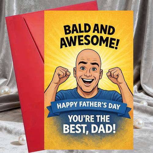 1 greeting card 1 envelopefunny bald and awesome fathers day card for dad husband or grandpa from family cute greeting for fathers day birthday or appreciation celebrationgreeting card