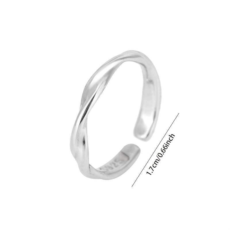 Women's S925 Sterling Silver Simple Versatile Plain Hoop Rotating Open Ring