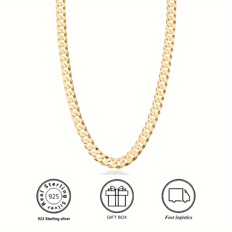 

7mm Necklace, 925 18k Gold, Suitable For Men And Women, For 's Day, Christmas, , And Comes An Box