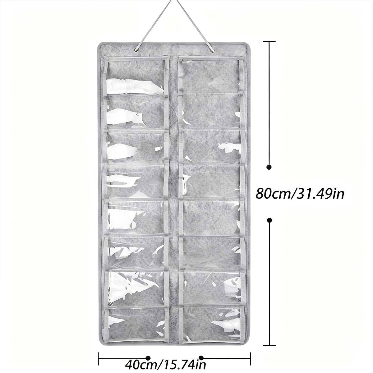 1pc Wall-mounted Glasses Organizer With 16 Felt Slots - Dust- Storage Bag, Durable Nylon Multi-functional Hanging Organizer For Home/office, Gray