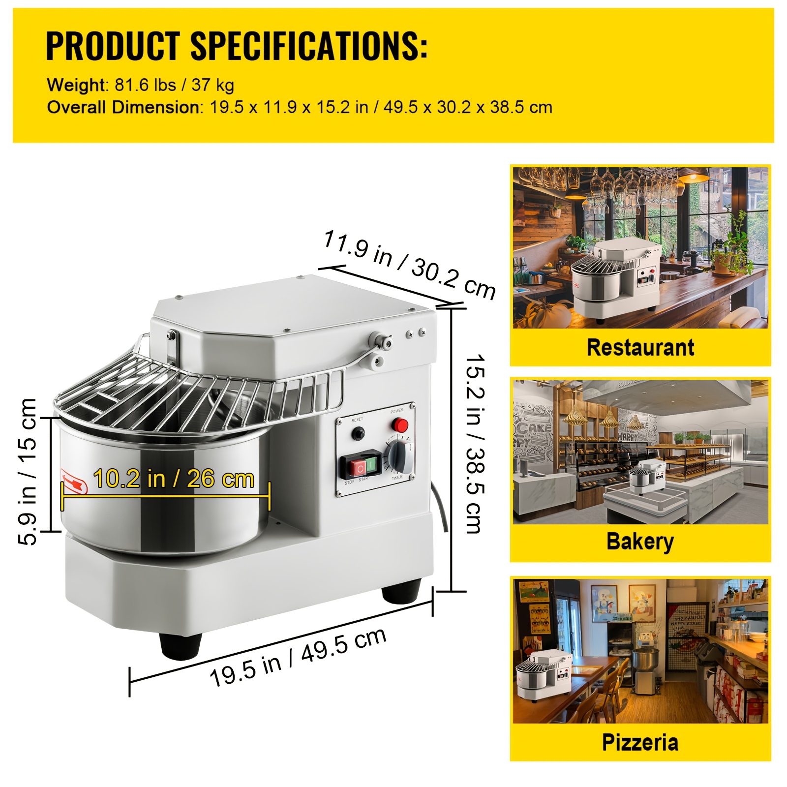 8 5qt commercial food mixer 450w dual rotating dough   stainless steel bowl   timer baking equipment for restaurant   Product details 2
