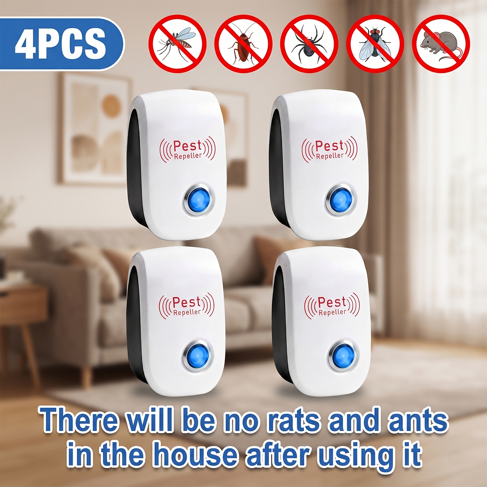 Image of 4pcs, Ultrasonic Pest Repeller, Plug-in Pest Repellent, Drives Away , , Ants, Mice, Flies, And Mosquitoes, Very Effective For Indoor Pest Control And Prevention, Suitable For Homes, Offices, , Etc