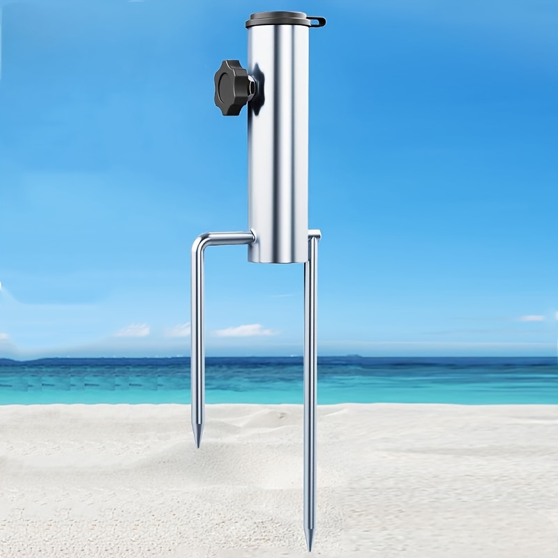 TEMU Heavy-duty Portable Adjustable Metal Silver Umbrella Base - Heavy-duty Stability - Suitable For Patio, Beach, Outdoor Umbrellas And Flags, Beach